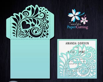 Wedding Invitation Template - SVG, DXF, ai, CRD, eps - Laser Paper Cut - Silhouette Cameo, Cricut - Envelope - Instant Download