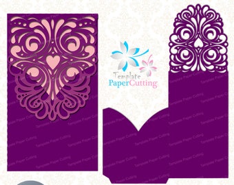 Wedding Invitation Template - SVG, DXF, ai, CRD, eps - Laser Paper Cut - Silhouette Cameo, Cricut - Envelope - Instant Download