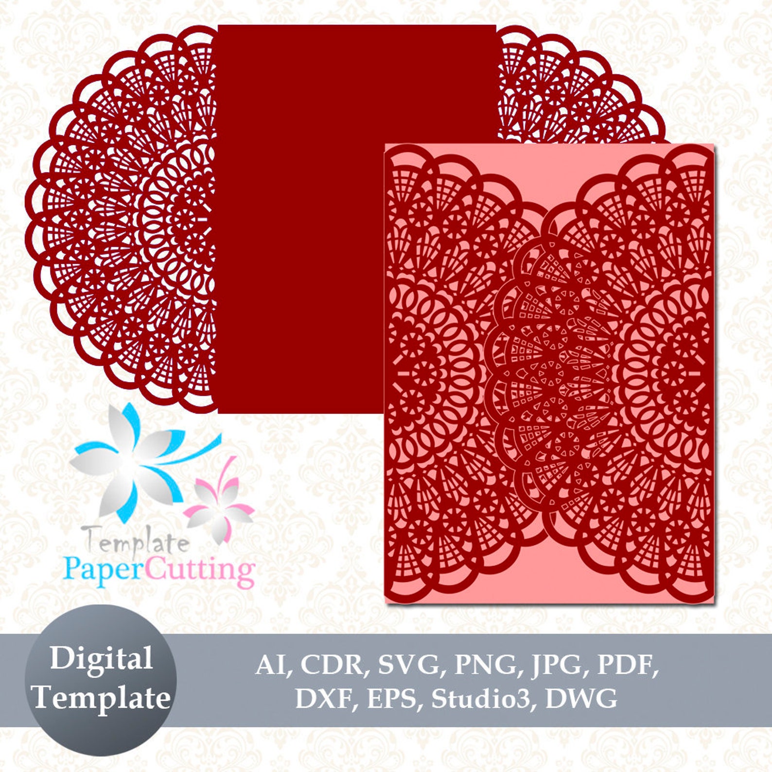 Laser Cut Gatefold Invitation Semicircle Laser Cut Invites for Wedding