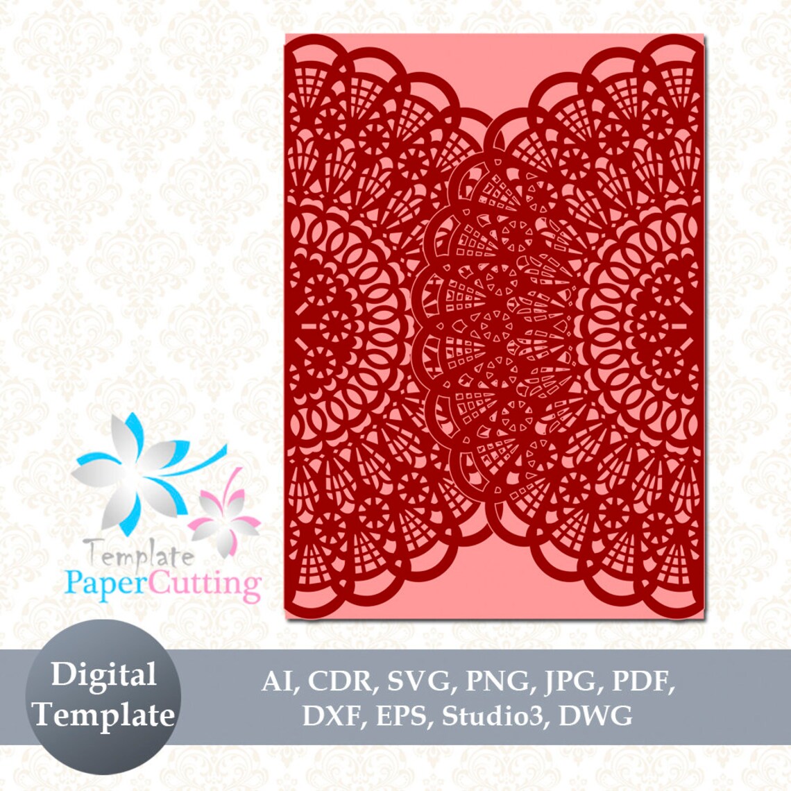 Laser Cut Gatefold Invitation Semicircle Laser Cut Invites for Wedding