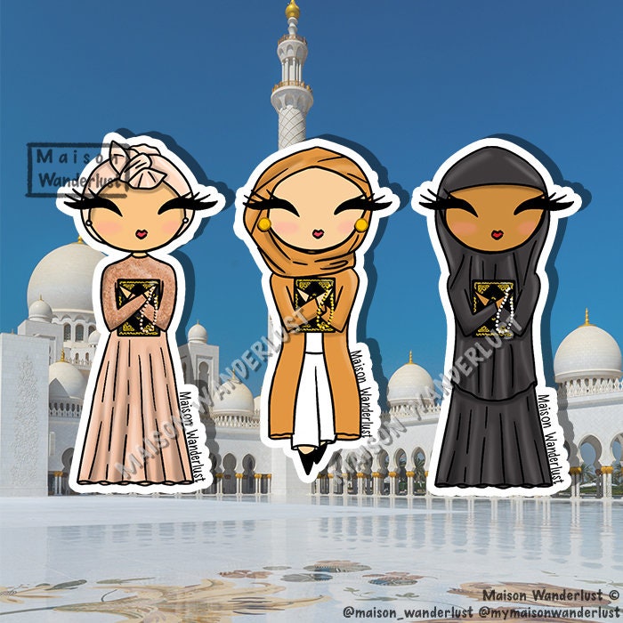 Sticker Fille Musulmane avec Le Coran | ou Magnet - 3 Styles