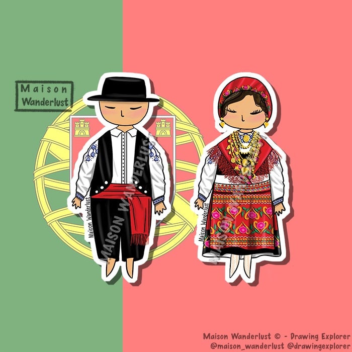 Tenue traditionnelle portugaise Garcon et fille Portugal Europe du Sud Sticker Magnet Etsy France
