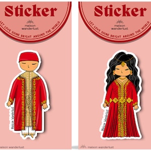 Tenue marocaine - Tenue traditionnelle du Maroc, Afrique du Nord | Sticker pour Cahier, Gourde, Ordinateur, Portable, Journal, Bouteille