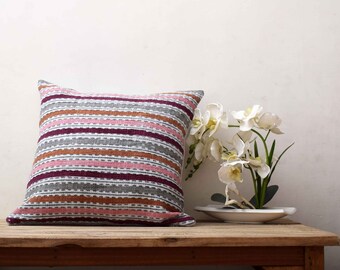Multi color Stripe cotton cushion cover, Hand block printed, Throw Decor cushion cover, handmade, 100% cotton, Gift, Christmas decor
