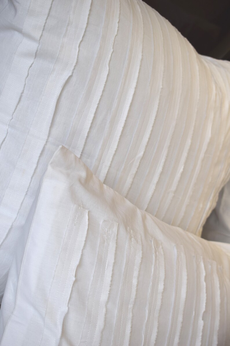 White Fringe Standard sham King sham Euro sham Striped Etsy