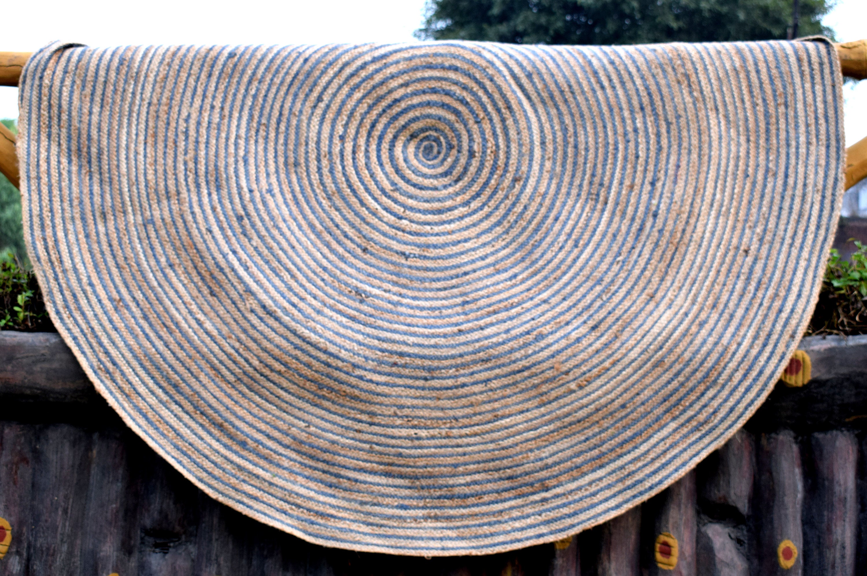 Spiral Natural Round Jute Rug Bleached Jute Handmade Rug Etsy