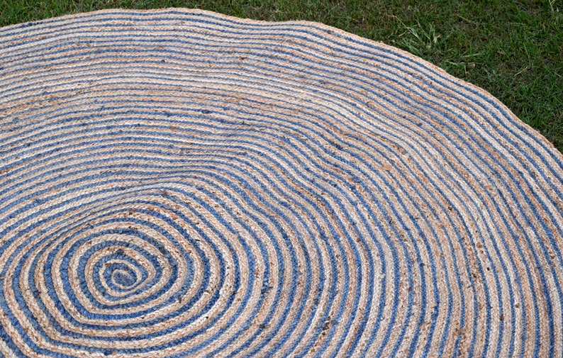 Spiral Natural Round Jute Rug Bleached Jute Handmade Rug Etsy