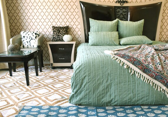Sage Green Fringe Duvet Cover Euro Sham Stripe Soft Etsy