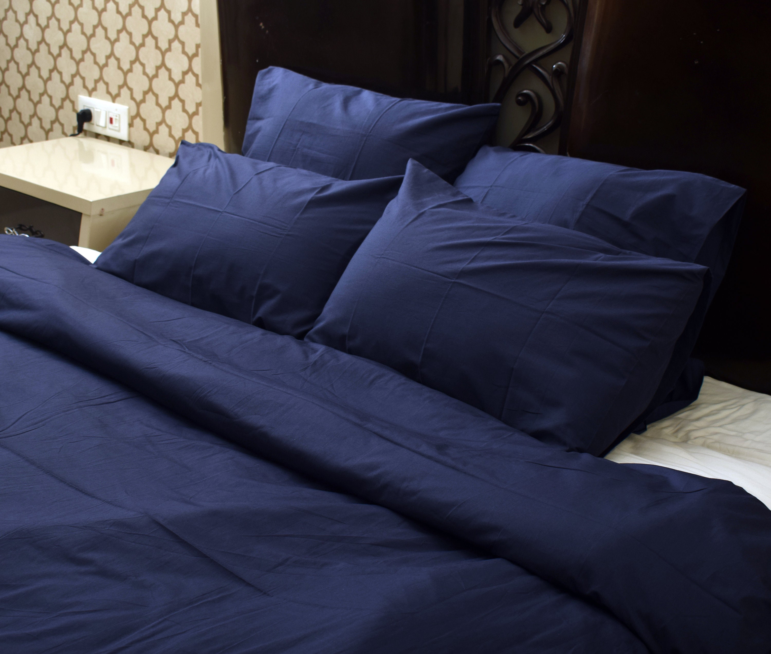 Midnight Blue Duvet Cover Standard Pillow Comfortable Soft Etsy