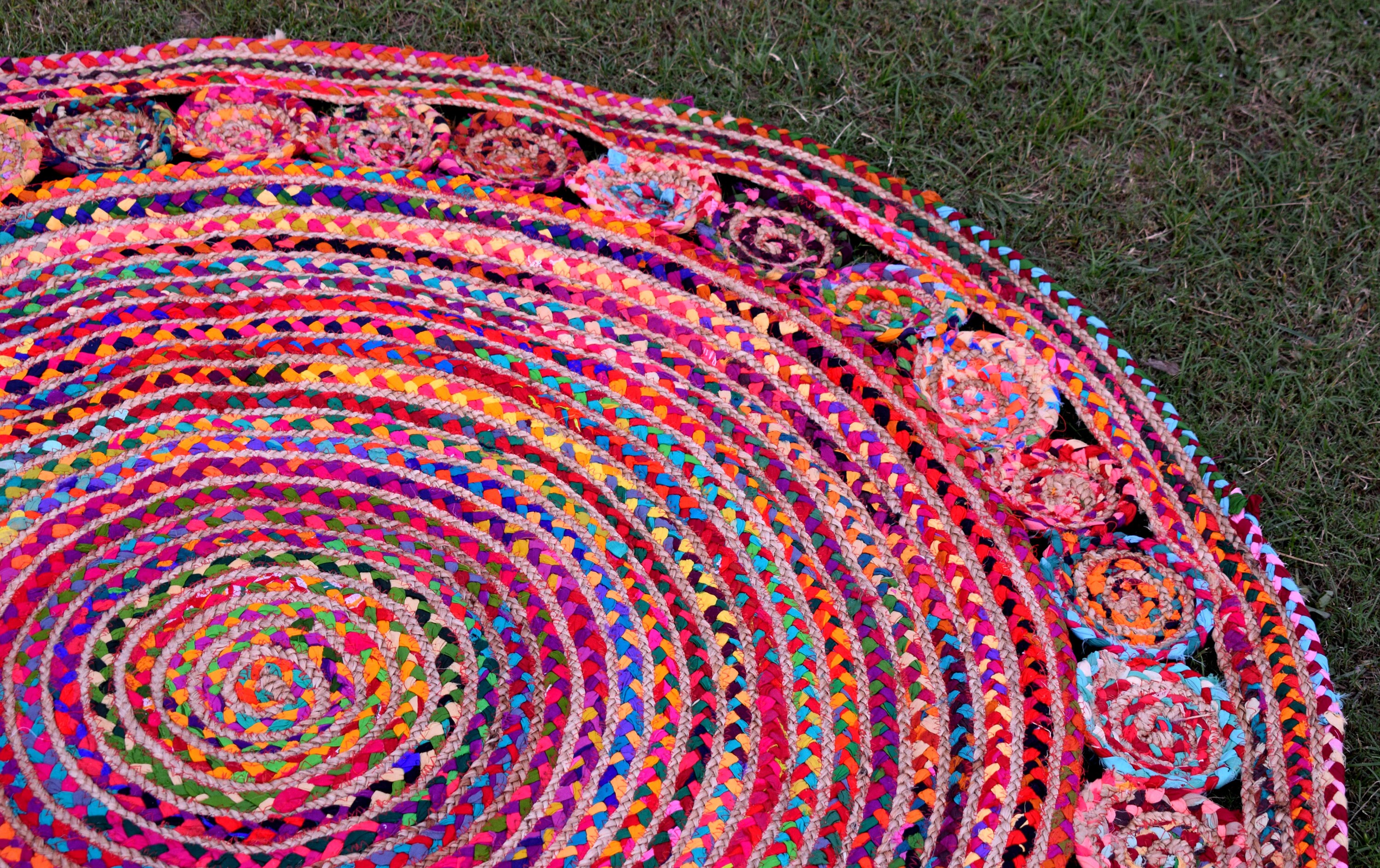 Circle Boho Cotton Jute Rug Geometric Floor Decor White Etsy