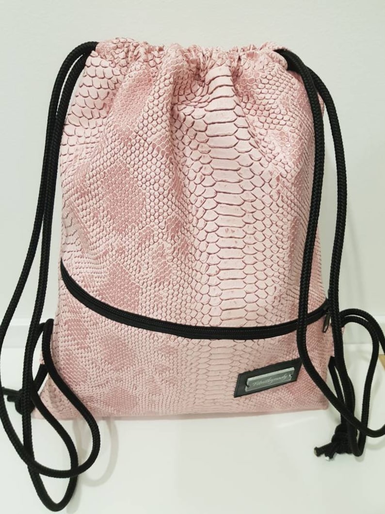 Bag Ideas Birthday Gift for Her Cute Backpack Handmade For Women Drawstring Backpack Backpack Travel Bags Laptop Bag Pink Snake
