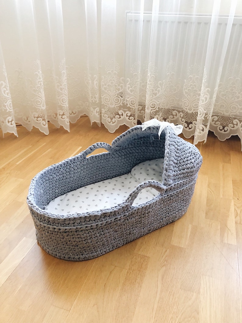 Moses Basket Baby Basket Crochet Moses Basket Baby Moses Etsy
