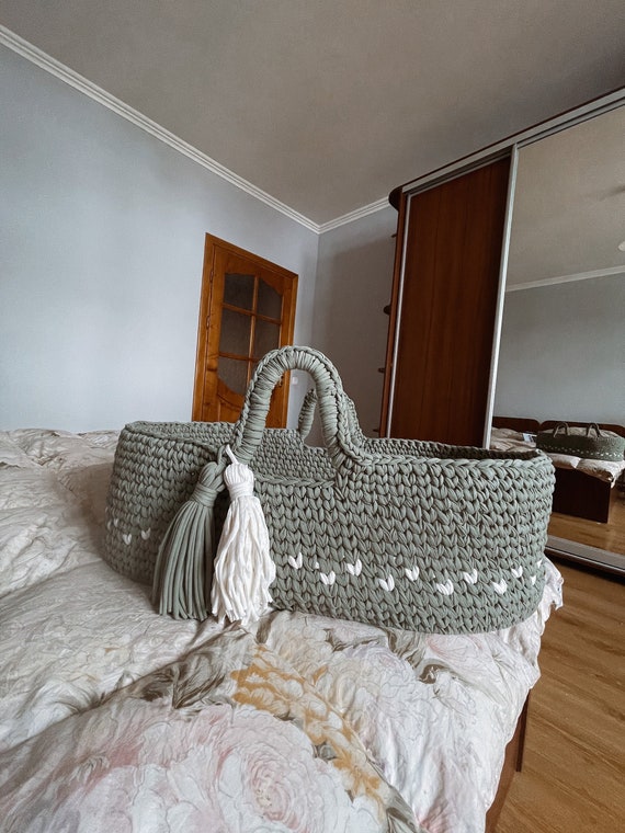 Olive Moses basket olive baby basket crochet moses basket Etsy