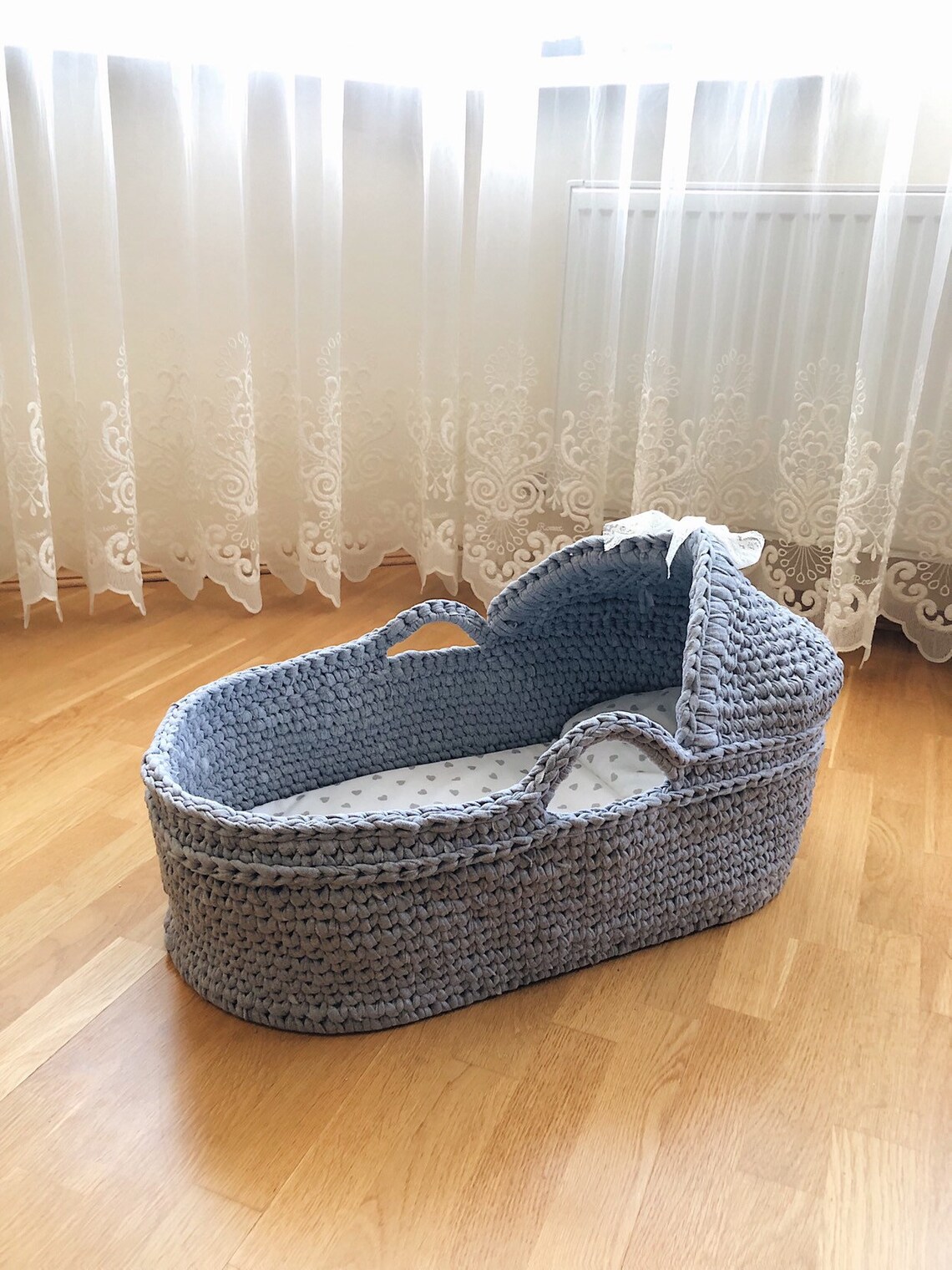 Moses Basket Baby Basket Crochet Moses Basket Baby Moses Etsy