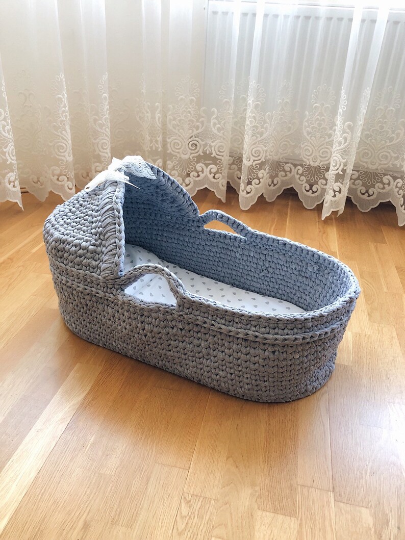 Moses Basket Baby Basket Crochet Moses Basket Baby Moses Etsy
