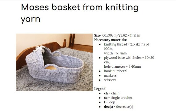 Diy Moses Basket Baby Moses Tutorial Baby Cradle Pdf Baby Etsy