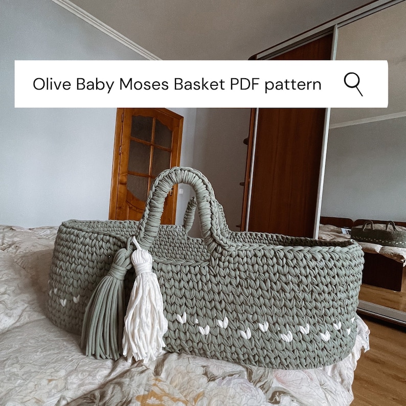 Moses Basket Crochet Pattern. Baby Knitting Pattern. Baby Etsy