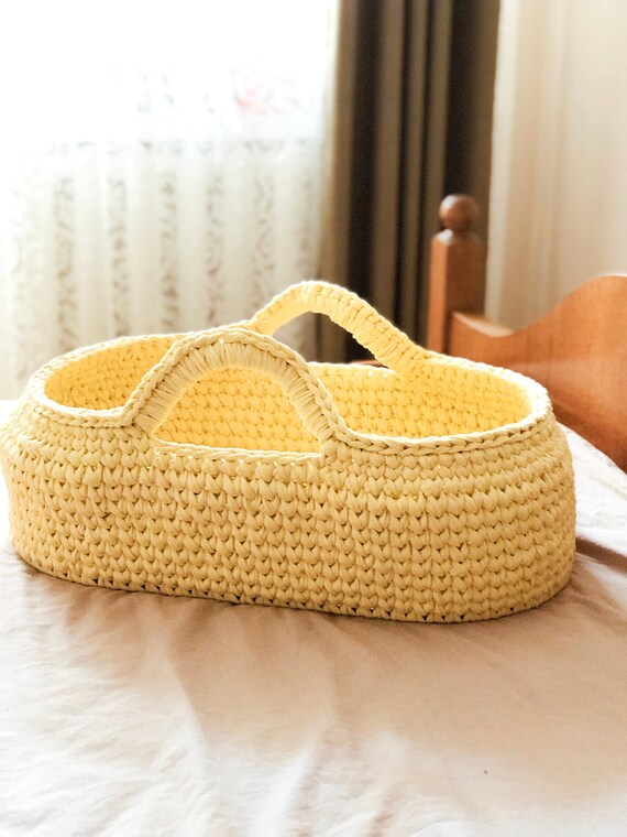 Baby Basket Crochet Moses Basket Baby Crochet Etsy