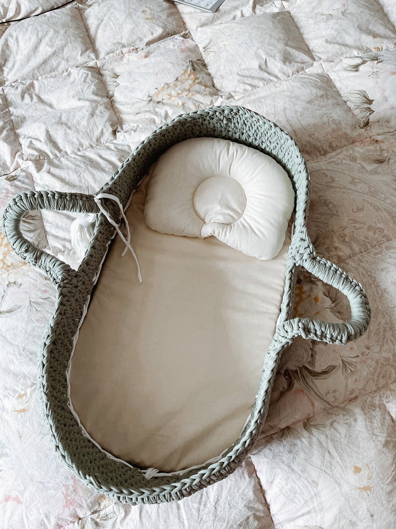 Moses Basket Crochet Pattern. Baby Knitting Pattern. Baby Etsy