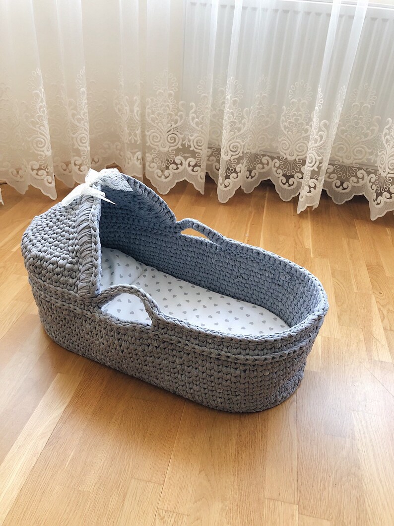 Moses Basket Baby Basket Crochet Moses Basket Baby Moses Etsy