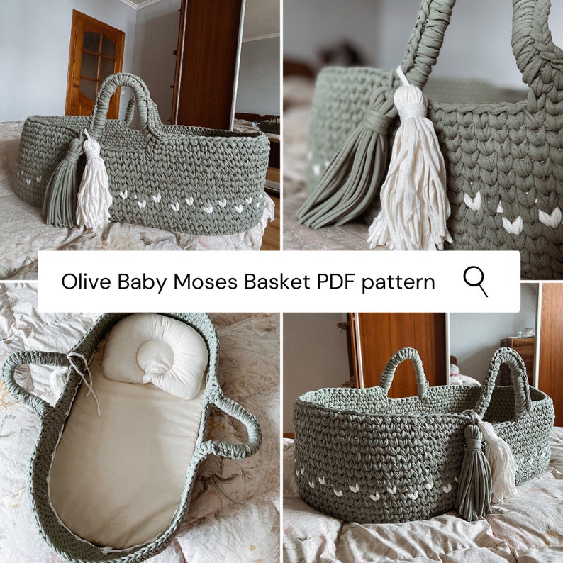 Moses Basket Crochet Pattern. Baby Knitting Pattern. Baby Etsy