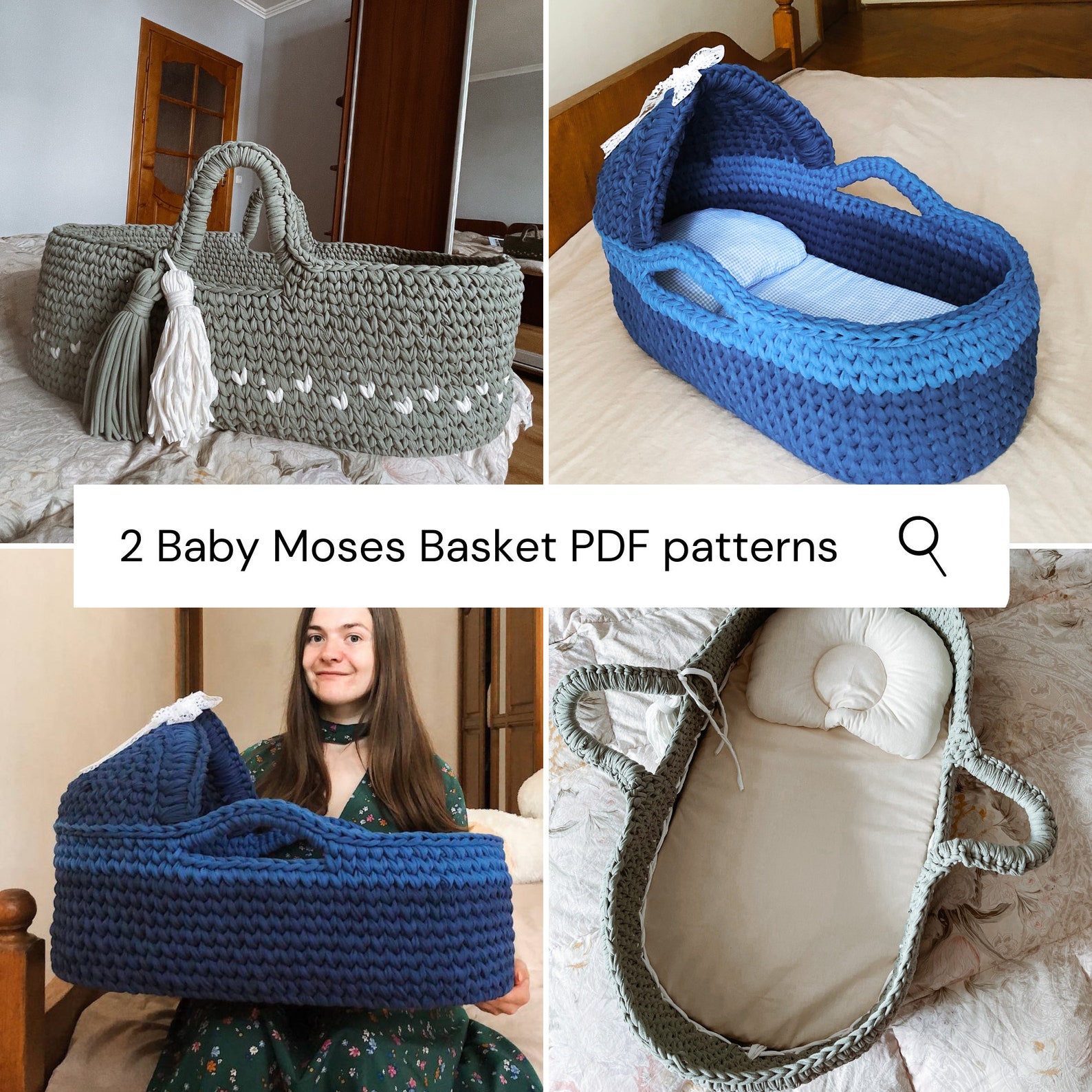 Crochet moses basket moses basket crochet pattern crochet Etsy