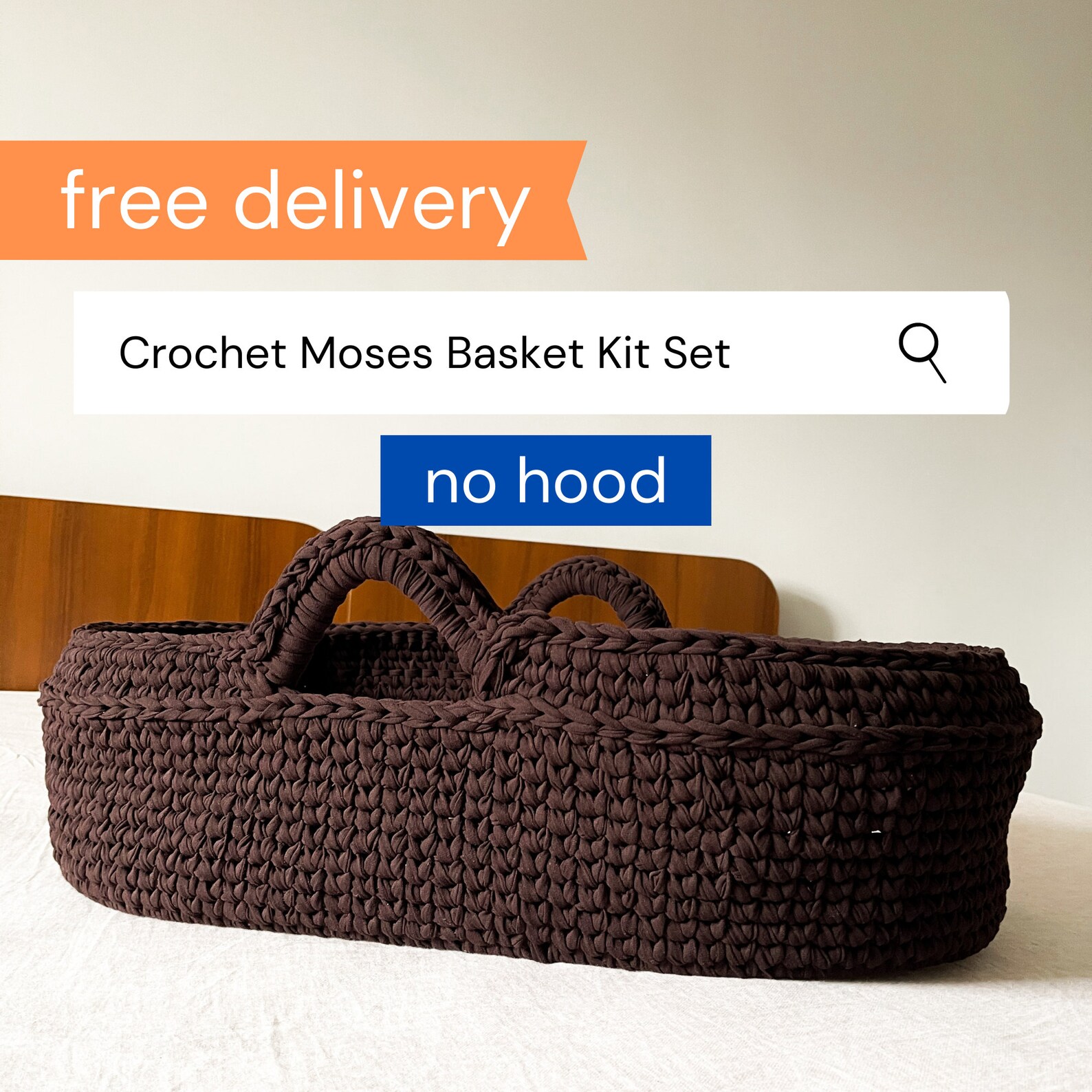 Crochet Moses Basket Pattern, Moses Basket Kit, Crochet Basket Kit