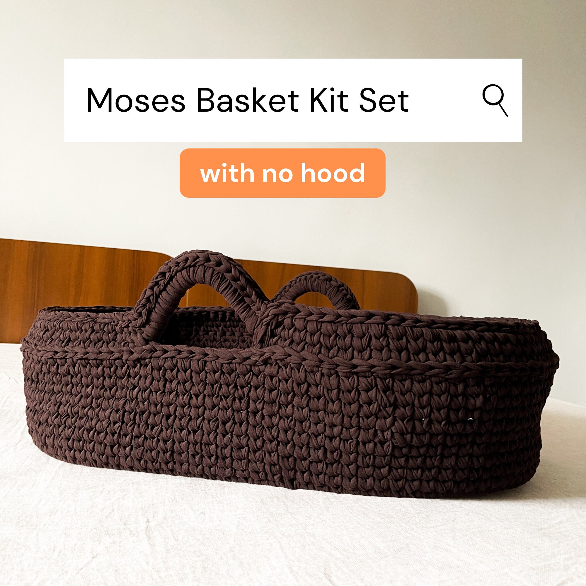 Crochet Moses Basket Pattern, Moses Basket Kit, Crochet Basket Kit