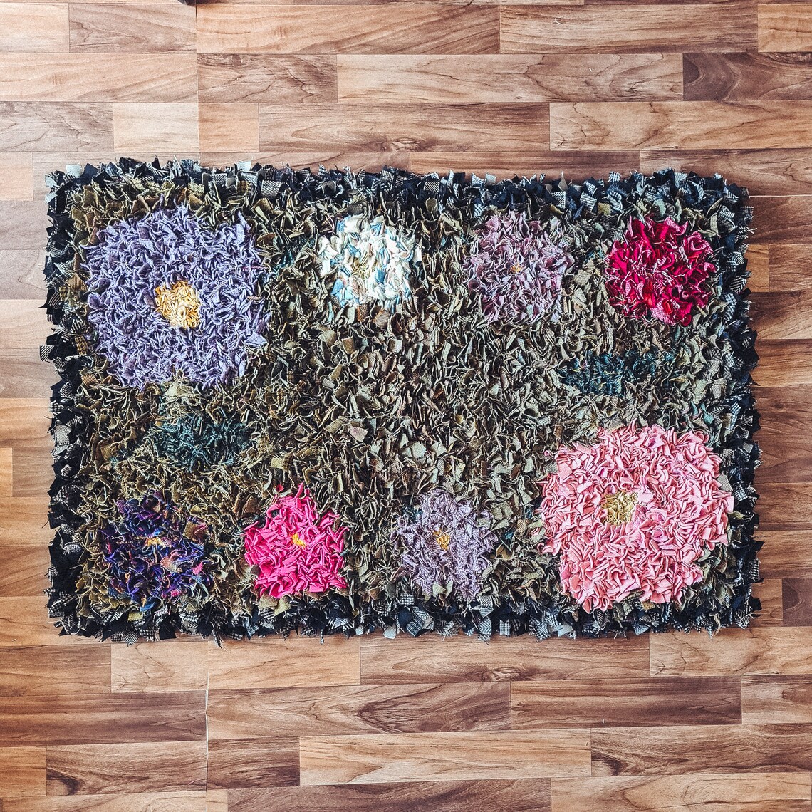 Flower Design Rag Rug Clip Rug Peg Rug Hand made in Etsy