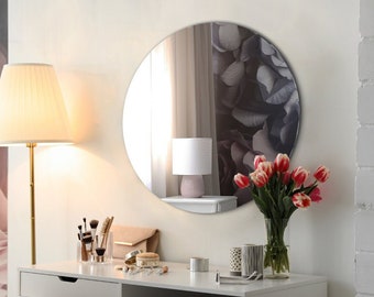 Round Frameless Mirror, Wall Mirror, Modern Design, Home Decor, Contemporary Style, Universal Mirror, Handmade