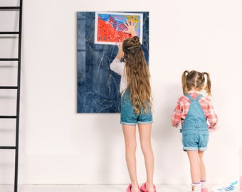Decorative Marble Magnetic Board, To Do List For Wall, Navy Message Board, To Do List For Wall Abstraction Pattern, Marker + Sponge