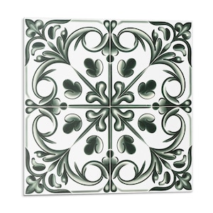 Plant Pattern In Tile PVC Wall Tiles, Green Tile Stickers, Peel and Stick Tiles, Texture Tile Stickers, Bathroom Tile Stickers