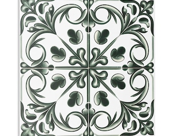 Plant Pattern In Tile PVC Wall Tiles, Green Tile Stickers, Peel and Stick Tiles, Texture Tile Stickers, Bathroom Tile Stickers