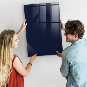 Tablero magnético de color azul marino oscuro, lista de tareas para la pared, tablero de mensajes azul marino oscuro, lista de tareas para la pared de color sólido, marcador + esponja