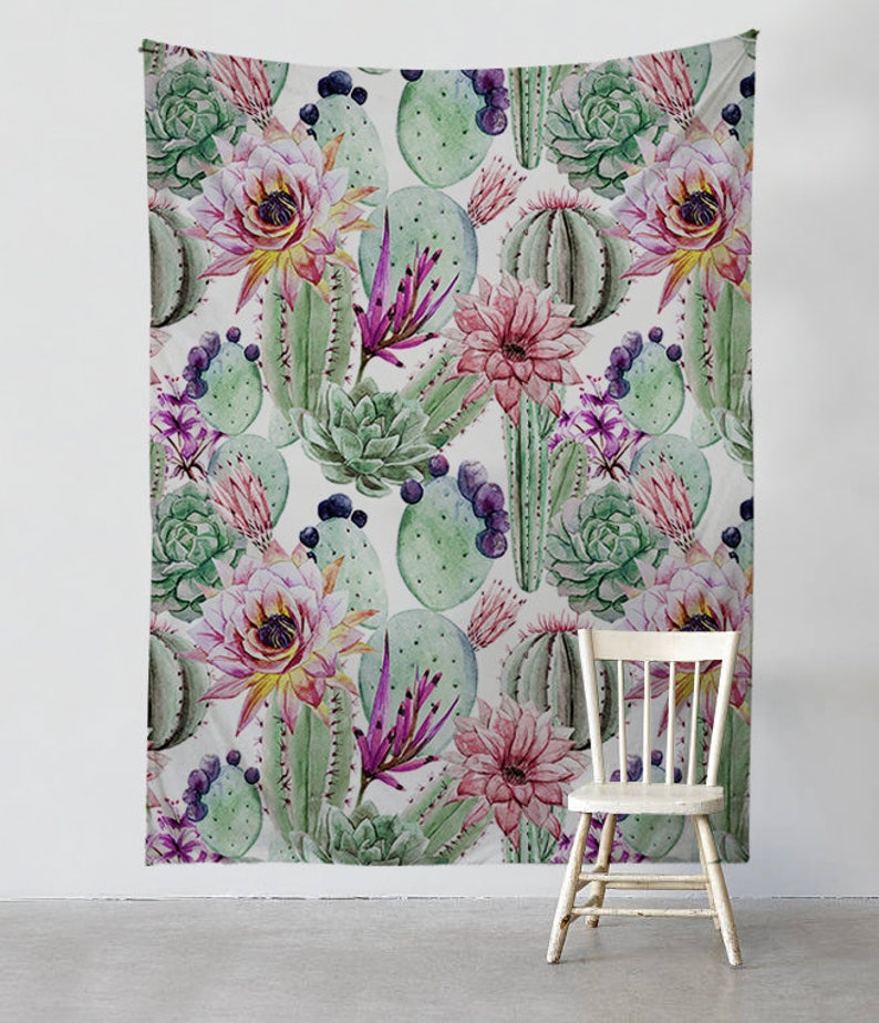 Watercolor Cactus Wall tapestry Tapestry exotic Wall Hangings Wanderlust Bohemian Home decor Wall decor Dorm decor T17 image 3