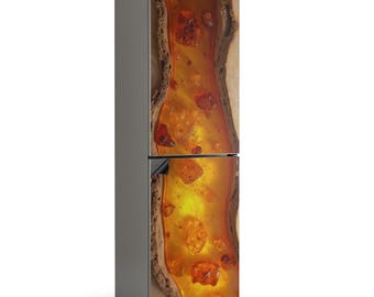 Natural Resin Pattern Fridge Magnetic Decal, Orange Fun Fridge Magnet, Kitchen Makeover, Refrigerator Skin