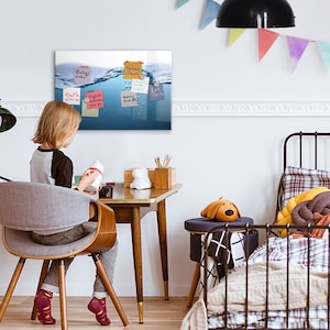 Pizarra magnética Water Zoom, lista de tareas para la pared, tablero de mensajes azul, exhibición de fotos de alimentos y bebidas, marcador + esponja