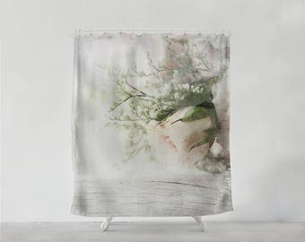 Classic Floral Rose shower curtain - Bathroom art  - Bohemian - Home decor - Bathroom Sets - unique wedding gift for couple S#60