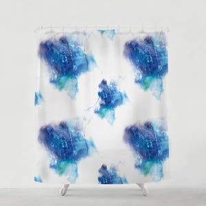 Blue Watercolor Stains shower curtain - Bathroom art  - Bohemian - Home decor - Bathroom Sets - Gift - Bath Curtain - Bath Decor S#39