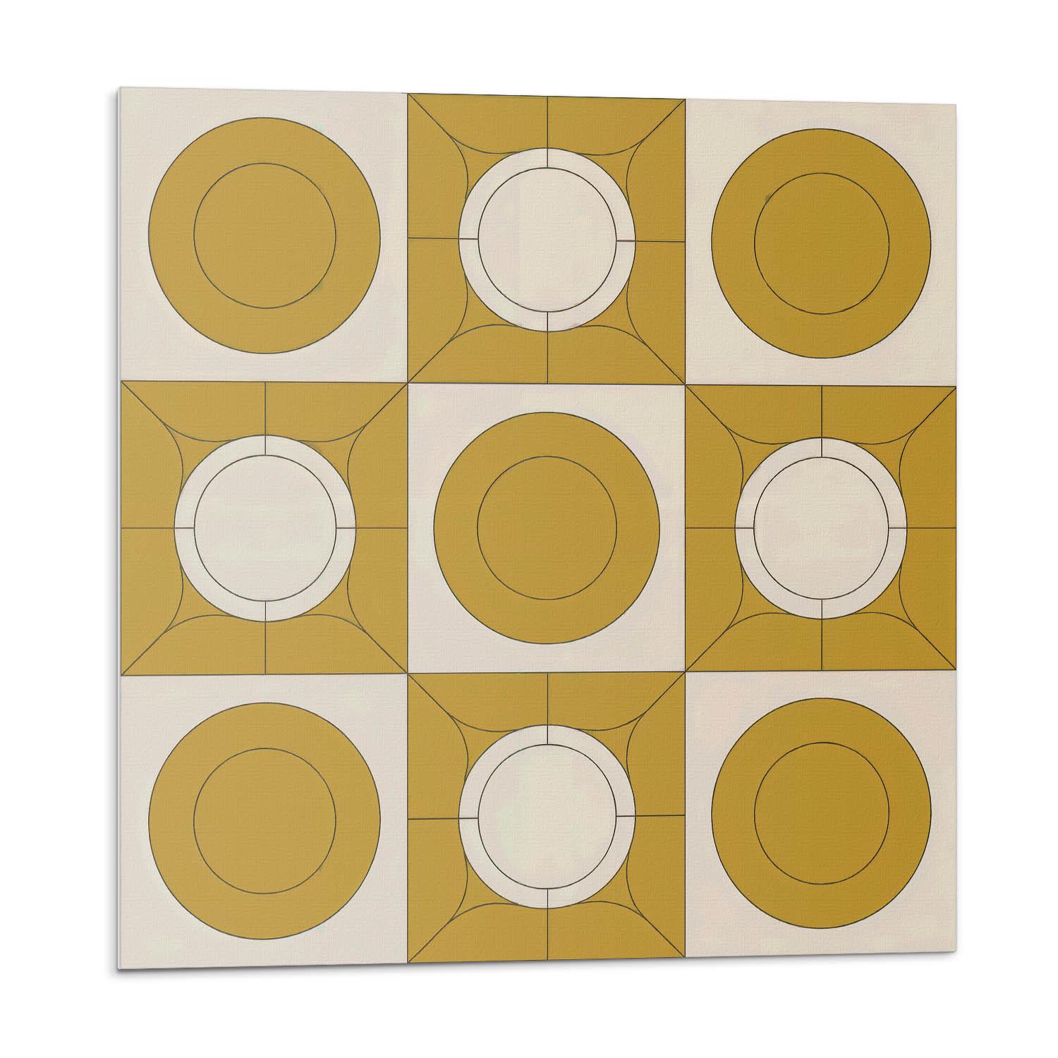 Geometric Circles Tile Stickers, Yellow Self Adhesive Tiles, Tile Stickers, Texture PVC Wall Tiles, Wall Tile Stickers