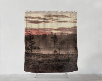 Dark Sunset, shower curtain - Bathroom art  - Bohemian - Home decor - Bathroom Sets -Gift - Bath Curtain - Art Bath - landscape, forest S#87