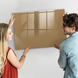 Pizarra magnética de color beige oscuro, organizador de pared, tablero de estado de ánimo beige, centro de comando de color sólido, marcador + esponja