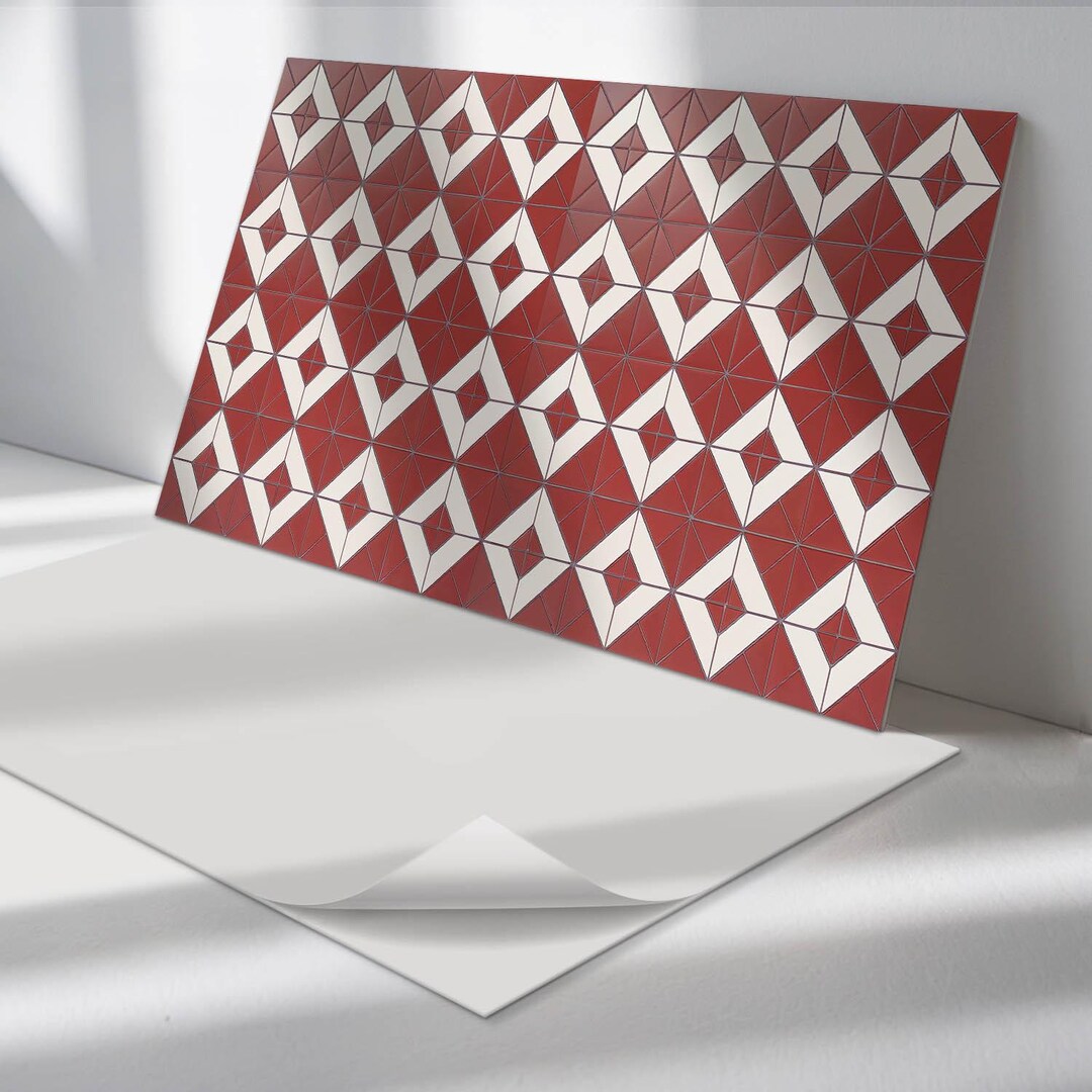 Sticker Decorative Panel Geometrics in Arrangement Panel Stickers, Red Self Adhesive Panels ...