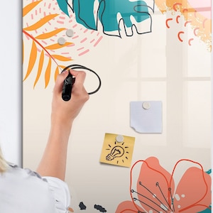 Pizarra magnética con flores de verano, centro de mando, tablero de exhibición multicolor, lista de tareas para pared, flores y plantas, marcador de borrado en seco