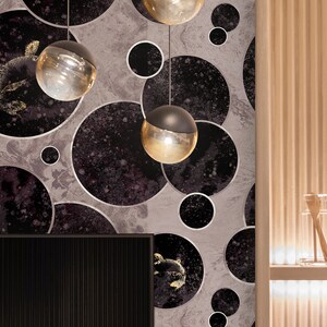 Wall Covering, Carp And Circle Composition Wallpaper,  Beige Wallpaper, Pink Wallpaper, Fish Wallpaper, Animal Wallpaper, Wall Decor