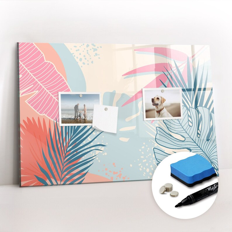 Pastel Leaves Magnetic Board, to Do List for Wall, Multicolour Message ...
