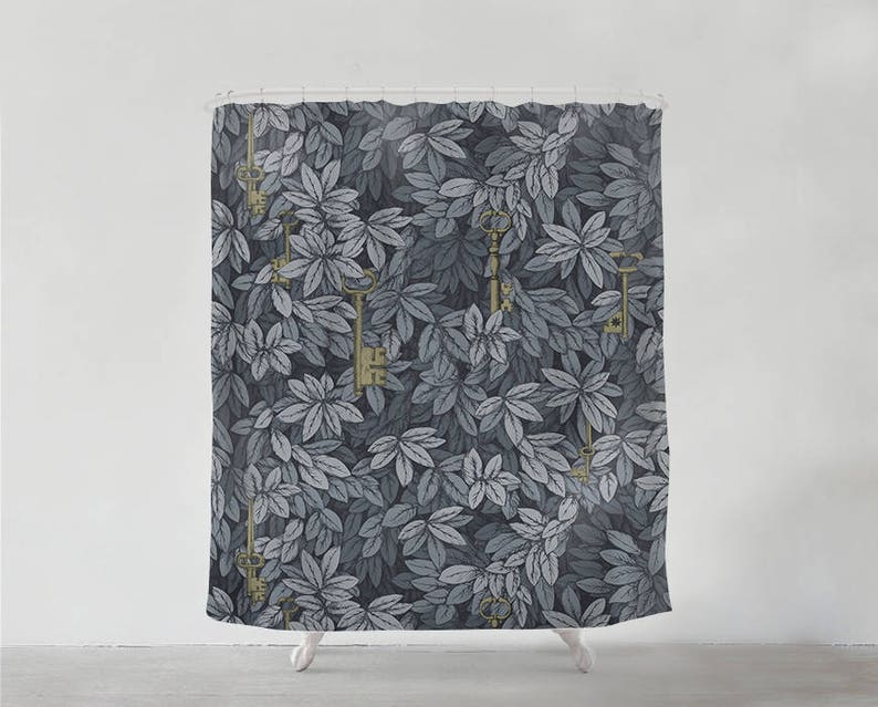 Cold Leaves Bathroom art Gift Bohemian shower curtain Keys with flowers Home decor Floral Bathroom Sets Art Bath S#92