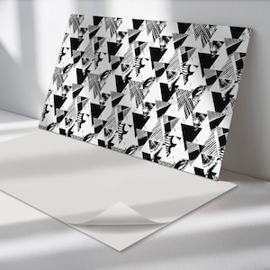 Pegatinas de triángulos para paneles, paneles autoadhesivos negros, panel antisalpicaduras, decoración con calcomanías abstractas, pegatinas para paneles de baño