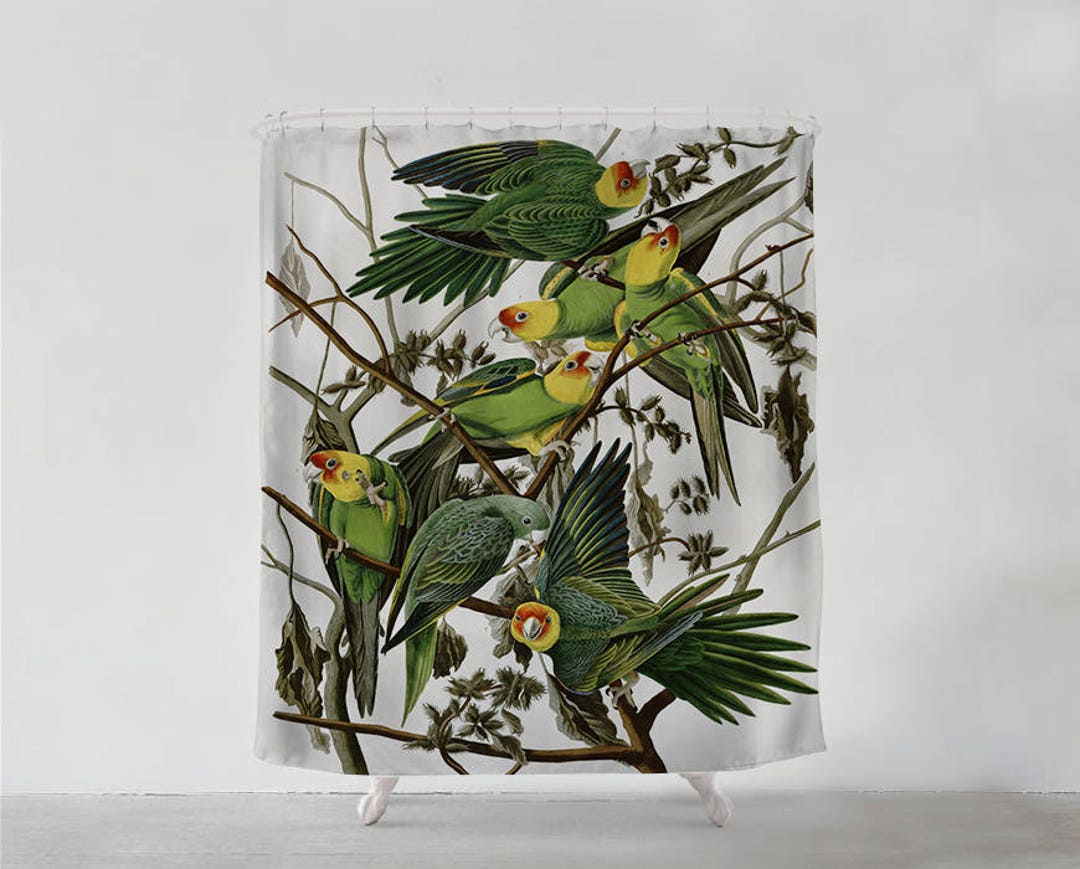 Tropical Parrots Shower Curtain Bathroom Art Bohemian Etsy