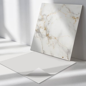 Elegant Marble Pattern PVC Wall Tiles, White Tile Stickers, Self Adhesive Tiles, Texture Tile Stickers, Wall Tile Stickers